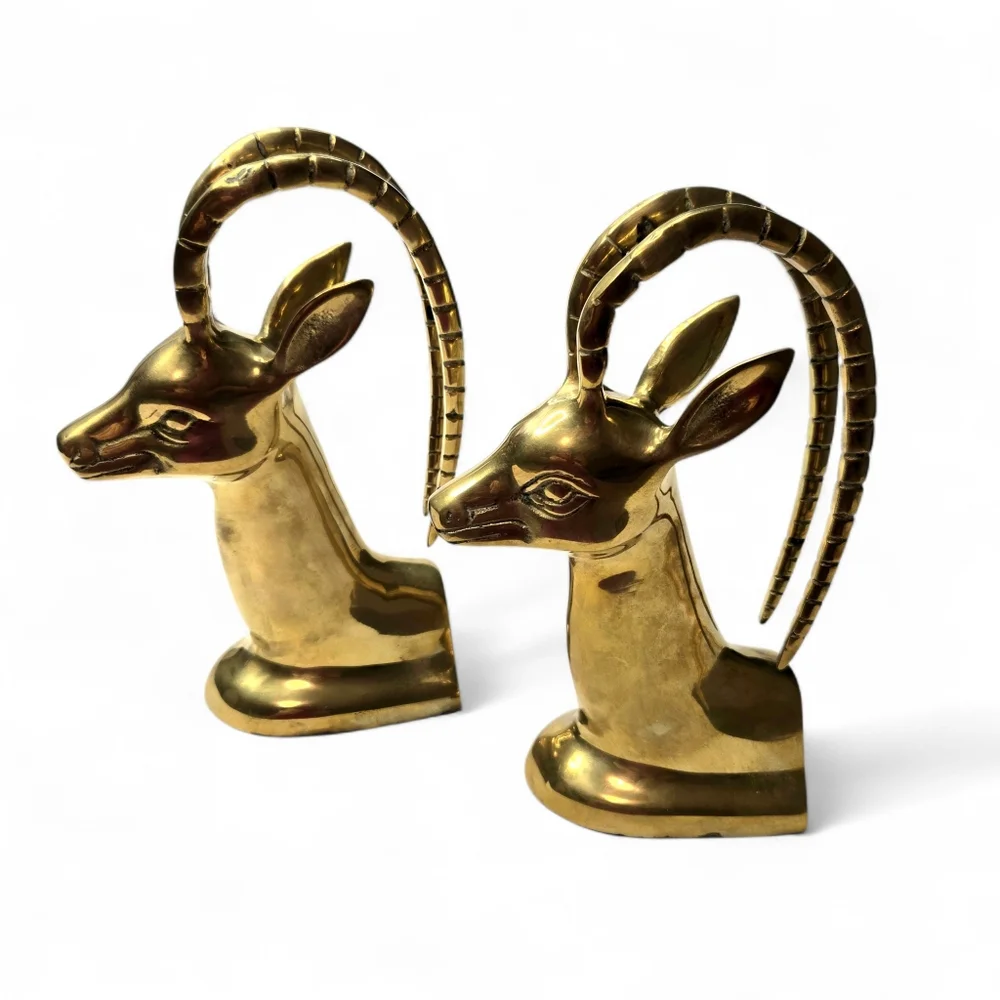 Solid Brass Gazellle Bookends. - Picture 2 of 8